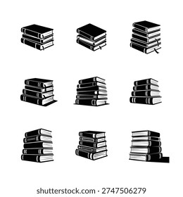 Book Stack vector Silhouette bundle