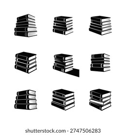 Book Stack vector Silhouette bundle