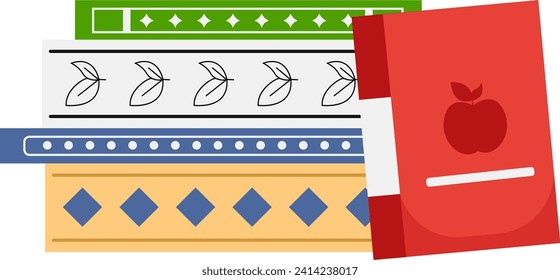 Ilustración de elementos de la pila de libros