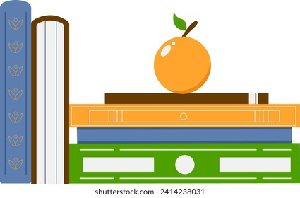Ilustración de elementos de la pila de libros