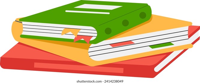Ilustración de elementos de la pila de libros