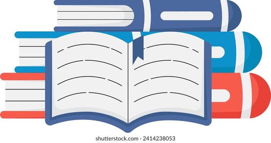 Ilustración de elementos de la pila de libros