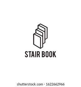 Book stair logo design vector icon illustration template