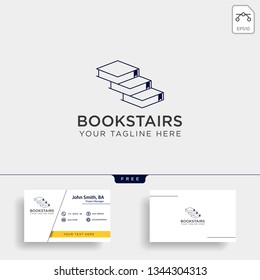 book stairs line art logo template vector illustration icon element isolated