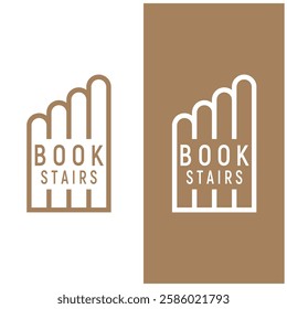 book stairs logo, or library for bookstores, book companies, publishers, encyclopedias, libraries, education, digital books, vectors