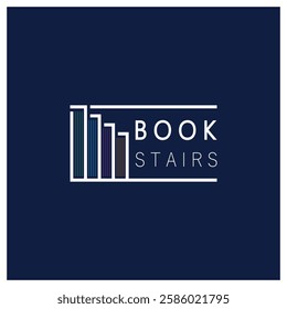 book stairs logo, or library for bookstores, book companies, publishers, encyclopedias, libraries, education, digital books, vectors