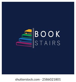 book stairs logo, or library for bookstores, book companies, publishers, encyclopedias, libraries, education, digital books, vectors