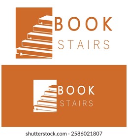 book stairs logo, or library for bookstores, book companies, publishers, encyclopedias, libraries, education, digital books, vectors