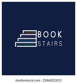 book stairs logo, or library for bookstores, book companies, publishers, encyclopedias, libraries, education, digital books, vectors