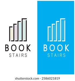 book stairs logo, or library for bookstores, book companies, publishers, encyclopedias, libraries, education, digital books, vectors