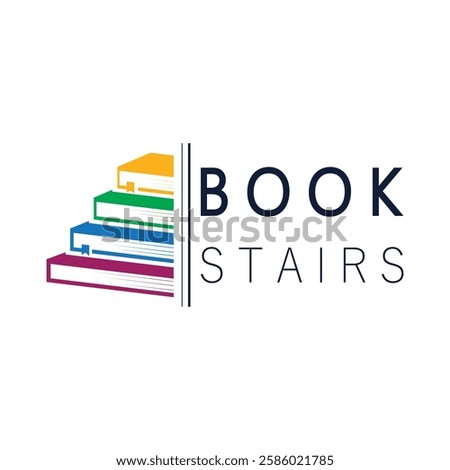 book stairs logo, or library for bookstores, book companies, publishers, encyclopedias, libraries, education, digital books, vectors