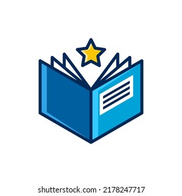 logo de la estrella del libro. logotipo del conocimiento de sueños