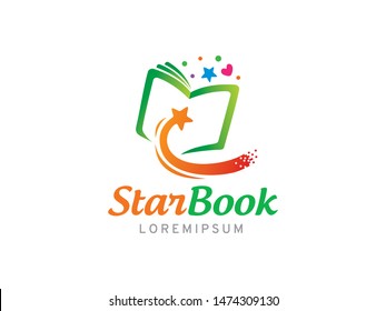 Book and star logo symbol or icon template