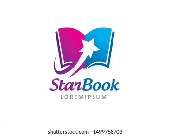 Book and Star logo symbol or icon template