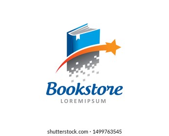 Book and Star logo symbol or icon template