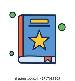 Reserva con Star Vector Icon para Educación, logros de aprendizaje y conceptos de conocimiento. Icono de Vector de logro de Educación de libro con estrella para plataformas de aprendizaje y contenido escolar. Icono de conocimiento, App de Educación y temas de éxito de aprendizaje.