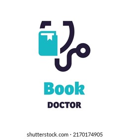 Book and stethoscope logo in modern style. on a white background, Concept medical logo