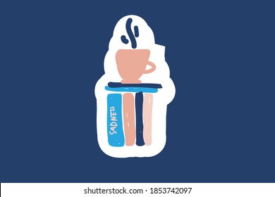 Book sticker for planner, bulet journal. Hand drawn illustration