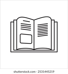 Vector de contorno de icono de stock de libro