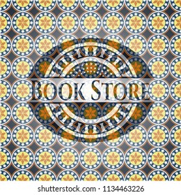 Book Store arabic style badge. Arabesque decoration.
