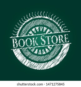Book Store chalkboard emblem on black board. Vector Illustration. Detailed.
