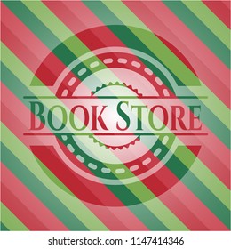 Book Store christmas style emblem.
