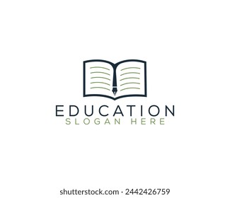 Book Store and Education Logo Symbol. Education Logo Design Concept. Flat Vector Education Logo Design Template.