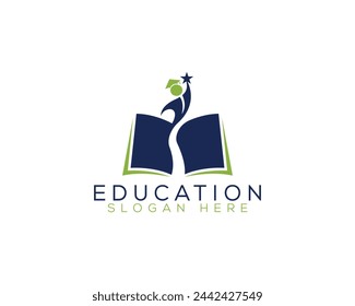 Book Store and Education Logo Symbol. Education Logo Design Concept. Flat Vector Education Logo Design Template.