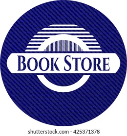 Book Store emblem with denim high quality background