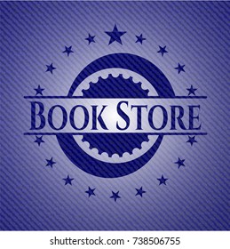 Book Store emblem with denim high quality background