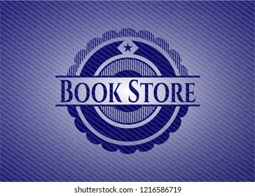 Book Store emblem with jean background