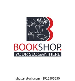 emblema de la tienda de libros con libro abierto aislado en fondo blanco