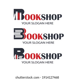 book store emblems with books isolated on white background
