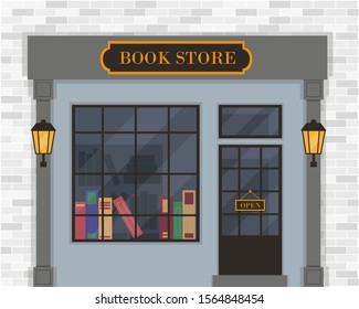 Book Store Exterior. Facade Of Shop. Vector Illustration.