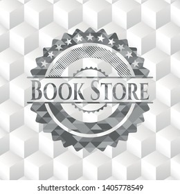 Book Store grey emblem with geometric cube white background
