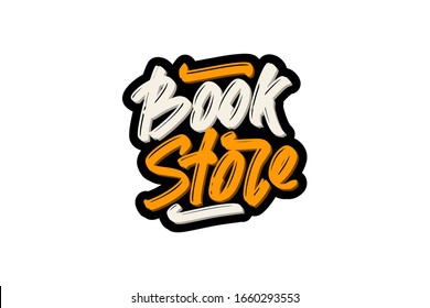 Book Store hand drawn modern brush lettering text. Vector illustration logo for print and advertising