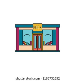 Book store icon. Cartoon Book store vector icon for web design isolated on white background