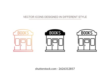 Diseño de icono de tienda de libros con fondo blanco Ilustración de stock