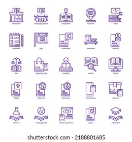 Book Store Icon Pack For Your Website Design, Logo, App, UI. Book Store Icon Basic Line Gradient Design. Vector Graphics Illustration And Editable Stroke.