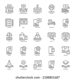 Book Store Icon Pack For Your Website Design, Logo, App, UI. Book Store Icon Outline Design. Vector Graphics Illustration And Editable Stroke.