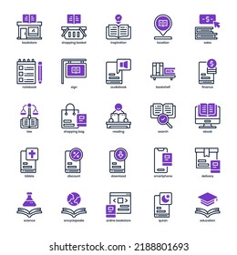 Book Store Icon Pack For Your Website Design, Logo, App, UI. Book Store Icon Mix Line And Solid Design. Vector Graphics Illustration And Editable Stroke.