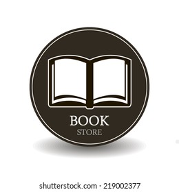Book store icon or stamp black and white style isolated on white