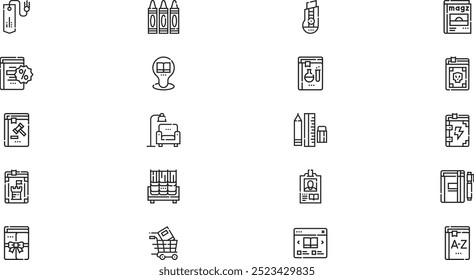 Iconos de la tienda de libros Iconos vectoriales de alta calidad Colección con trazo editable. Ideal para Profesional y Proyectos Creativos.