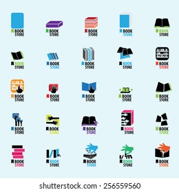 Book Store Icons Set - Isolated On Blue Background - Vector Illustration, Graphic Design, Editable For Your Design