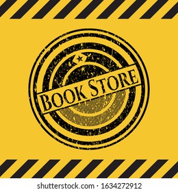 Book Store inside warning sign, black grunge emblem. Vector Illustration. Detailed.