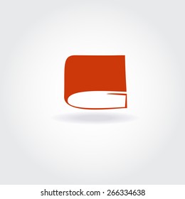 Cartel del logo de la librería o de la librería. Icono de libro rojo abierto