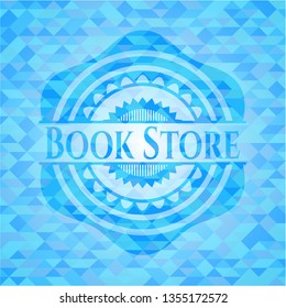 Book Store light blue emblem with triangle mosaic background