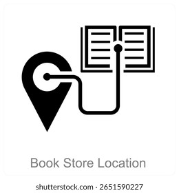 Diseño de concepto de icono de Vector de Locación de la tienda de libros