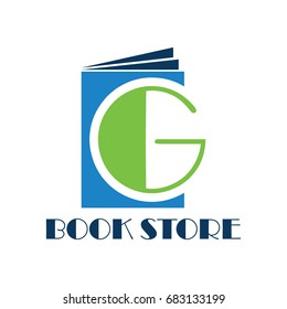 book store logo with alphabet G. vector illustration 