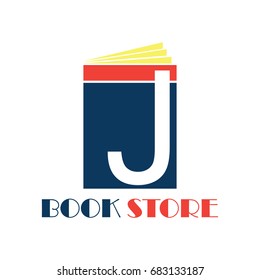 book store logo with alphabet J. vector illustration 